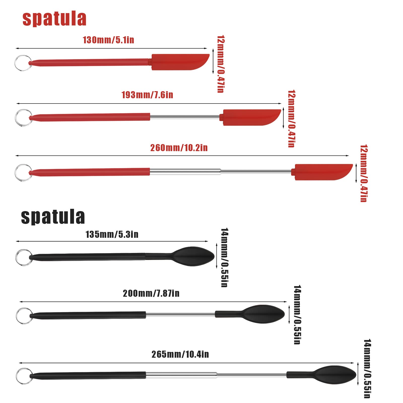 SAVITA Spatula and Spoon Sets Silicone, 2pcs Telescopic Spatula 2pcs Scooping Spoon Silicone Spatula Sets with Hanging Buckle Telescoping Spatula and Spoon for Kitchen Cooking Cosmetics