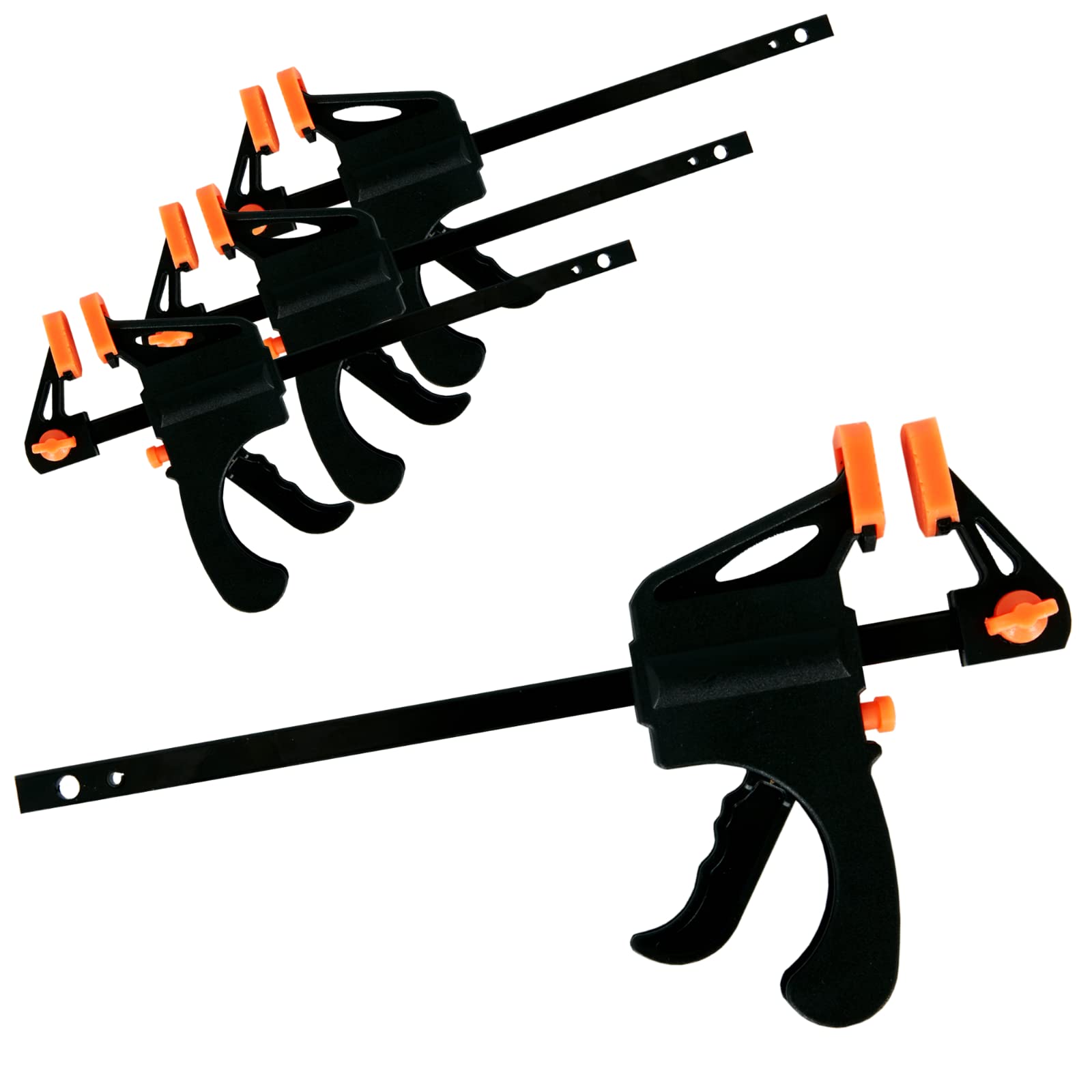 ZENO 4 Inch Ratchet Bar Clamps | 4 Pack | Black | Heavy Duty | One Handed Trigger Release | Non-Marking Jaws | Ideal for Woodworking, Carpentry & DIY Projects