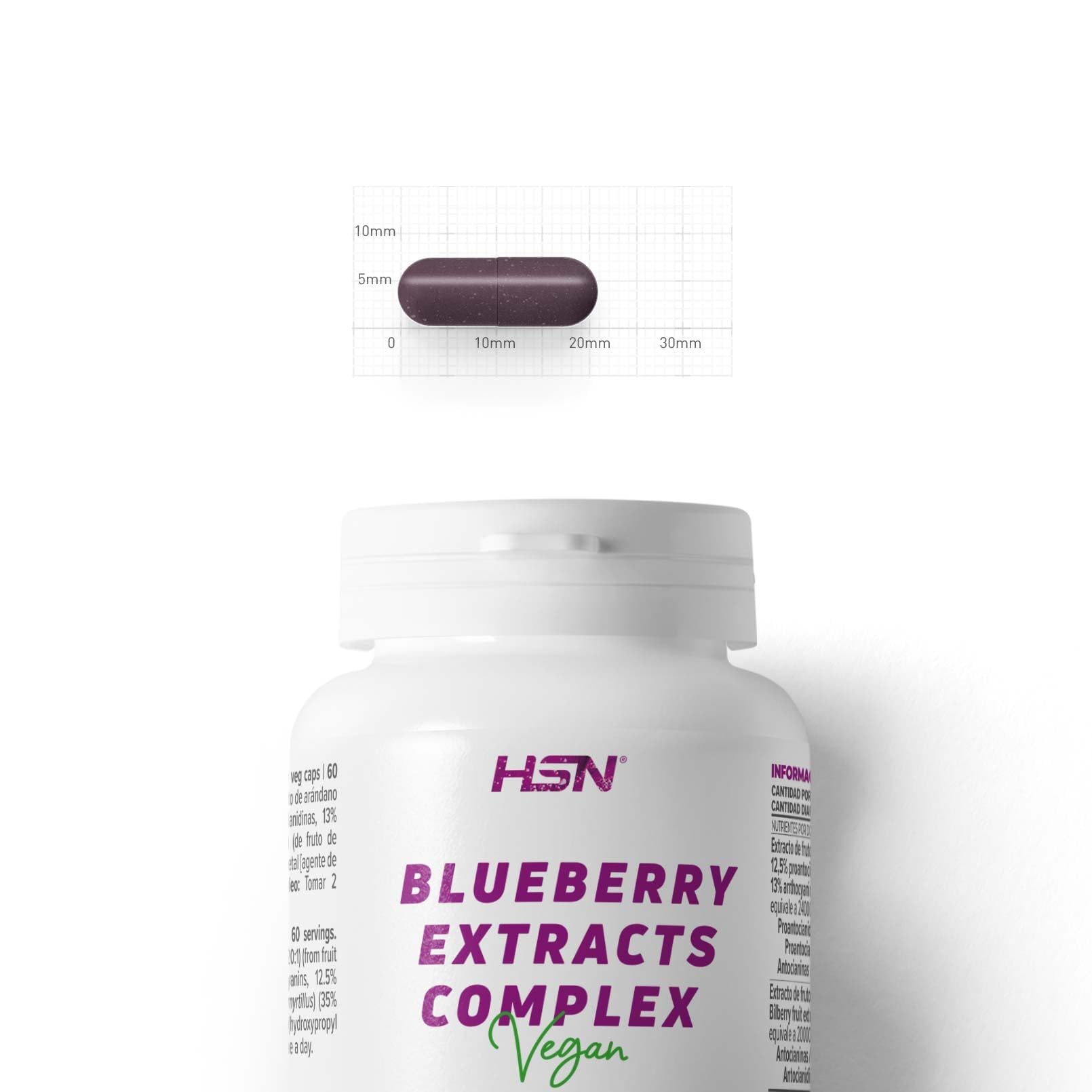 HSN Blueberry Extracts Complex (Arándano Azul + Mirtilo) | 120 Cápsulas Vegetales | Ricos en Antocianinas Proantocianidinas Antocianidinas | No-GMO, Vegano, Sin Gluten