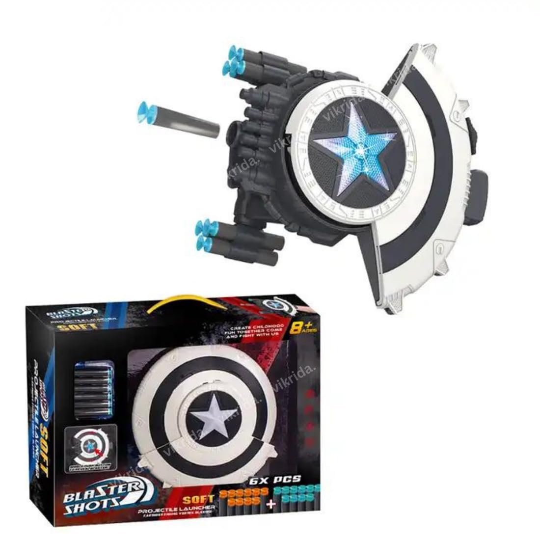 Vikrida Super Hero Style Blaster Reveal Shield Toy & Bullet Blaster, Manual Soft Bullet Shooting Shield Toy with 6 Safe Foam Bullets for Kids - Black (B08TV7MKNC) Amazon Price History, Amazon Price Tracker