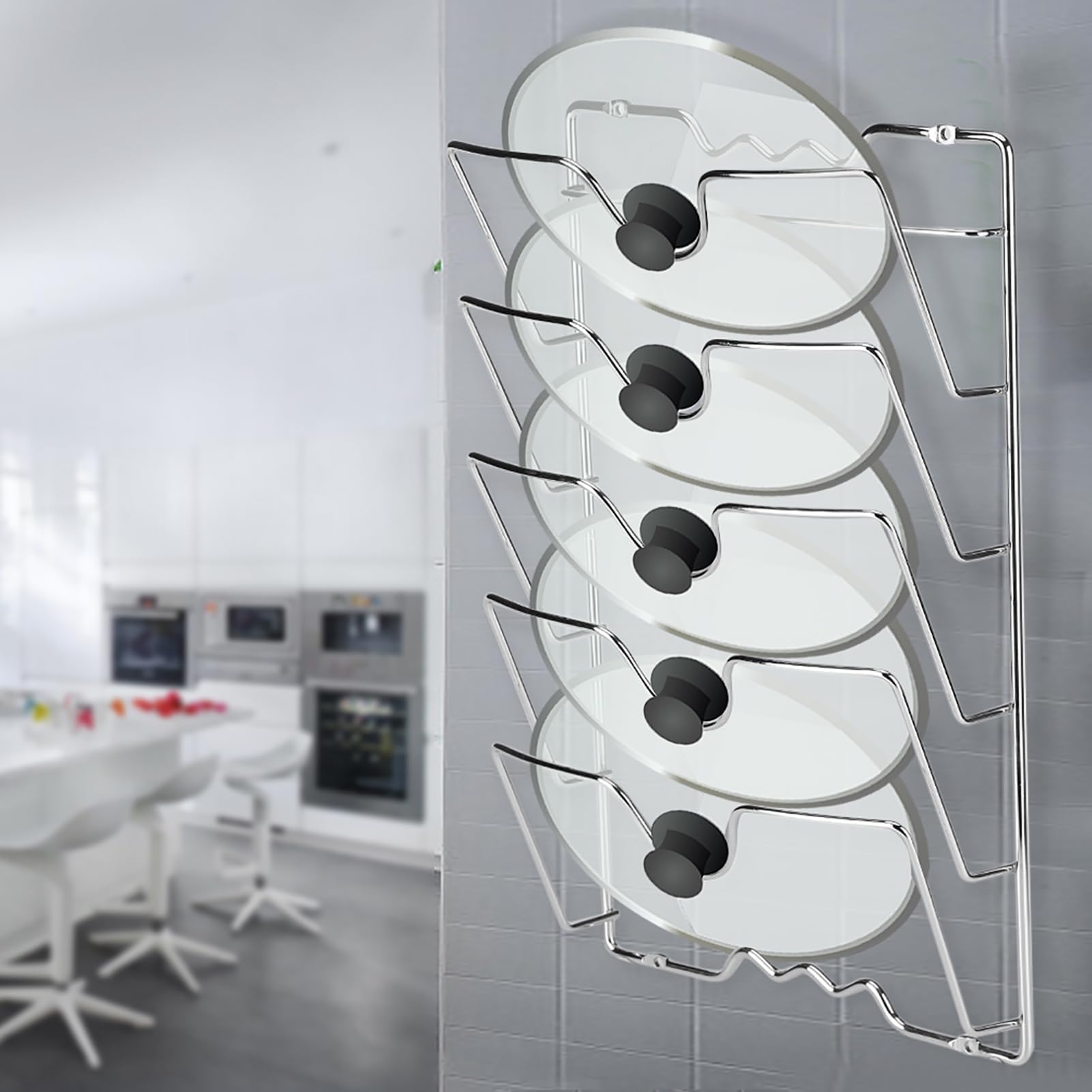 6 Pairs Kitchen Lid Holder Pot Lid Holder Hanging Wall Mount Pot Rack Door Pan Cabinet Hook Hooks Abs Material Pots Pans Knives