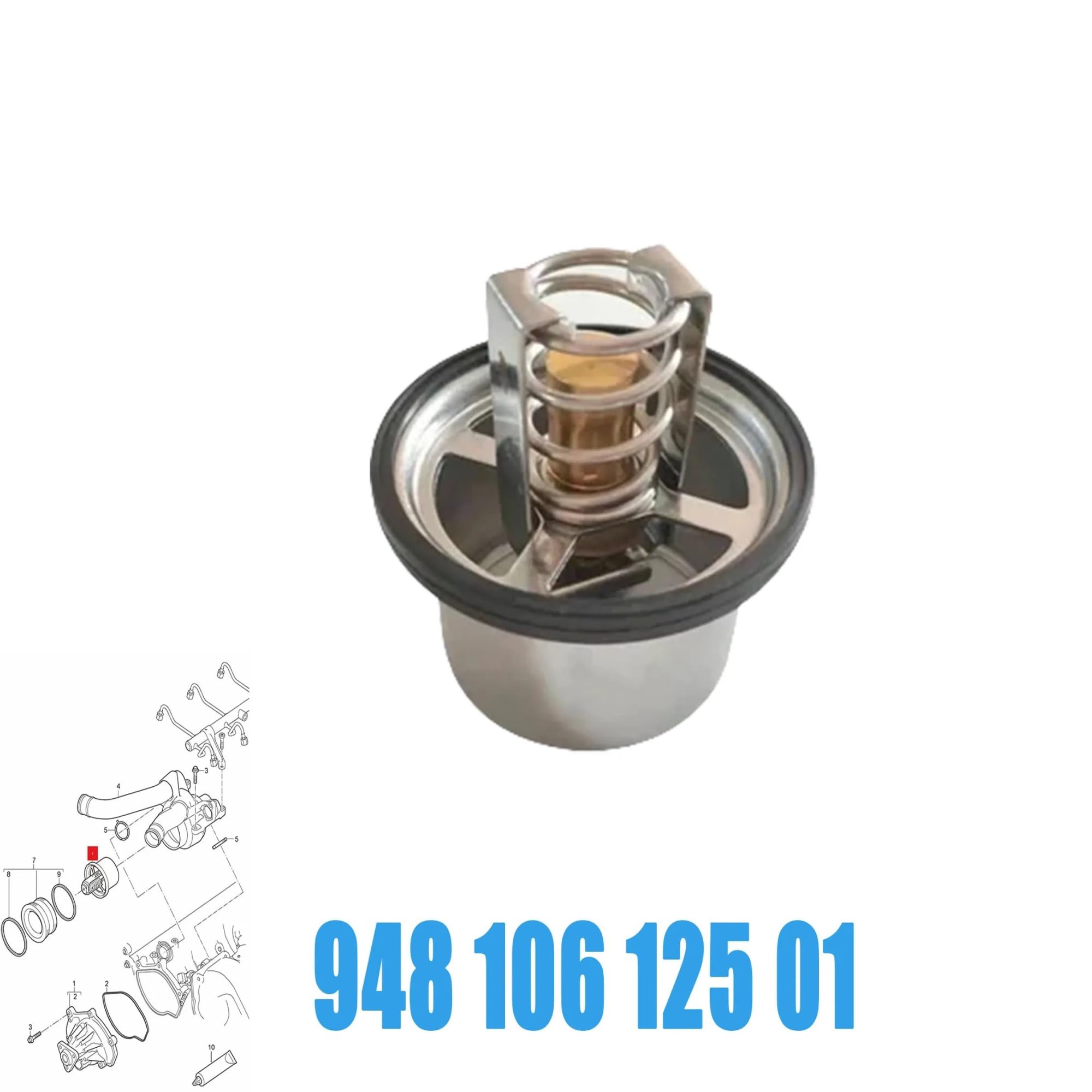 Termostat 94810612501 pasuje do obudowy termostatu pompy płynu chłodzącego silnika Porsche Cayenne 4.5 .8 V8L 948 106 125 01 OBUDOWA TERMOSTATU