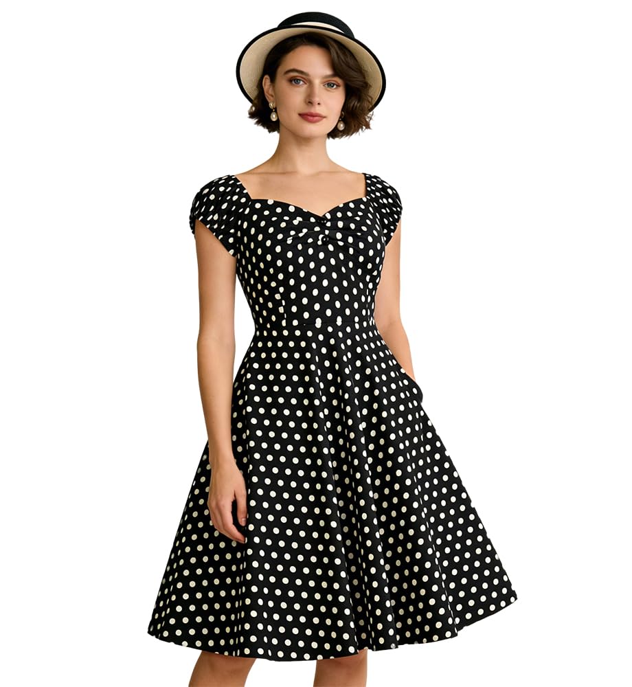 YARN & INK Retro Swing Dresses for Women 1950s Vintage Rockabilly Clothes