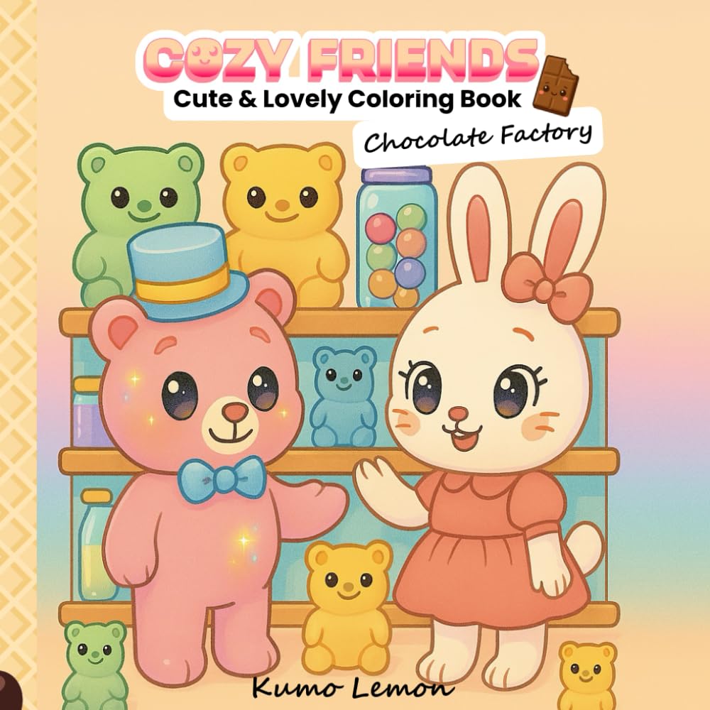 Cozy Friends: Chocolate Factory Adventures – Cute Kawaii Coloring Book with Sweet Candy Worlds, Desserts, and Adorable Animal Characters: Cute & Cozy ... Kawaii Foods, and Adorable Animal Friends