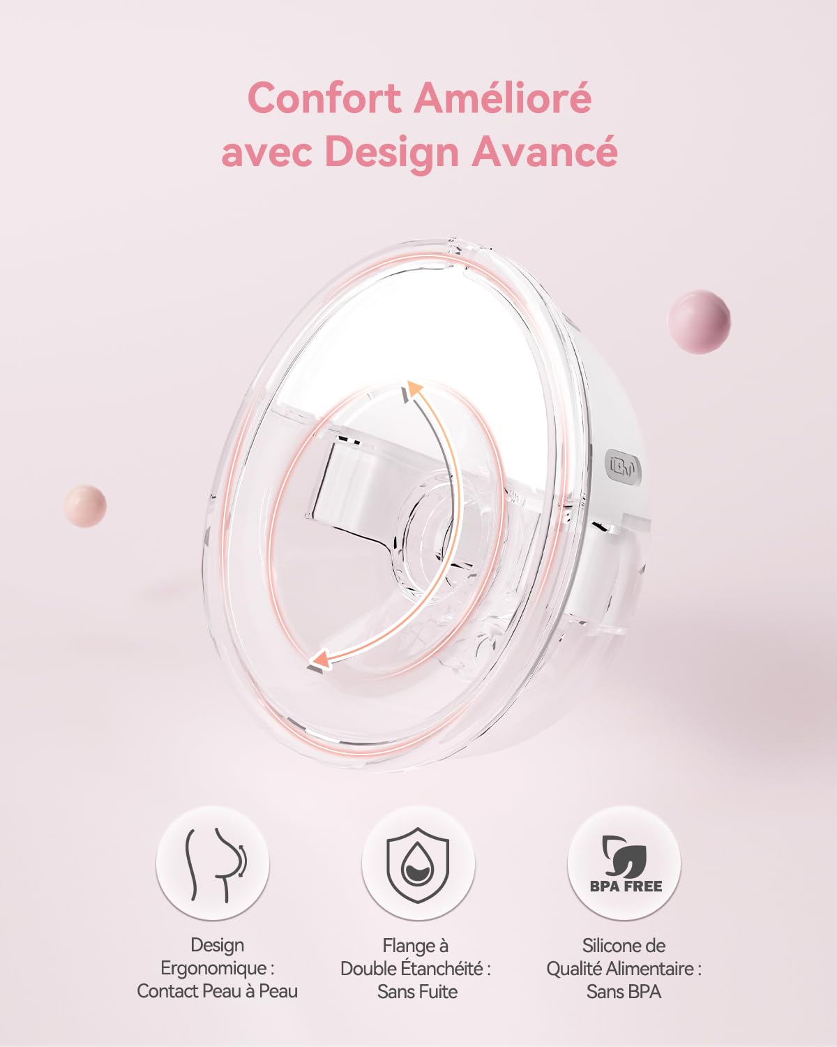 KISSBOBO K6 Tire Lait Electrique Main Libre Double, Portable et Discret, 4 Modes 19 Niveaux, Aspiration 280mmHg, Fonction Pause et Mémoire, Sans BPA, pour Allaitement au Quotidien, Blanc 2 Pack