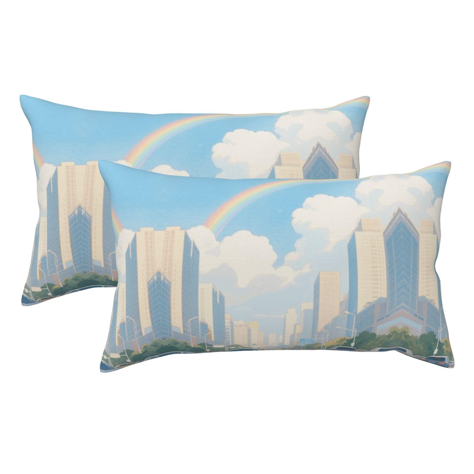Rainbow Luxury King Pillowcases Set of 2, Plush Velvet Feel Pillow Covers with Hidden Zipper, Skin & Hair Friendly, 20x36 Inches Pillow Cases for Sleeping Gift