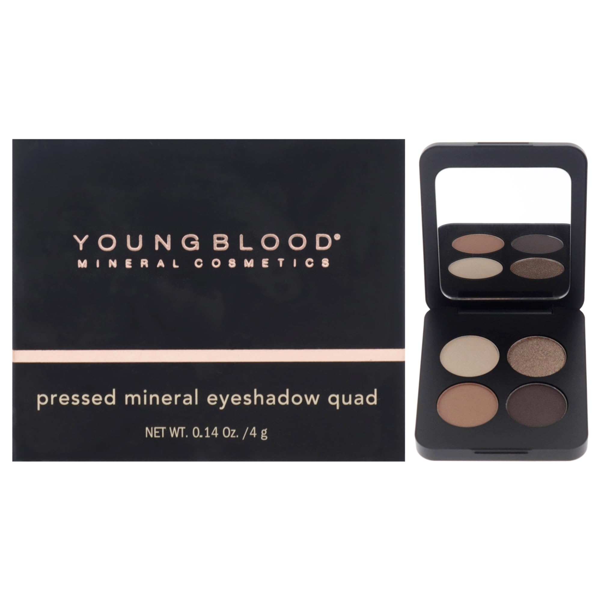 Pressed Mineral Eyeshadow Quad - Taupe Smoke by Youngblood for Women - 0.14 oz Eye Shadow, 4.2 g (Pack of 1)