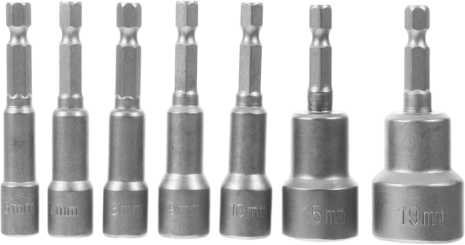 WOONEKY 7pcs Assorted Nut Driver Bits Nuts Drill Bit Set Socket Tool Wrenches for Electric Screwdriver