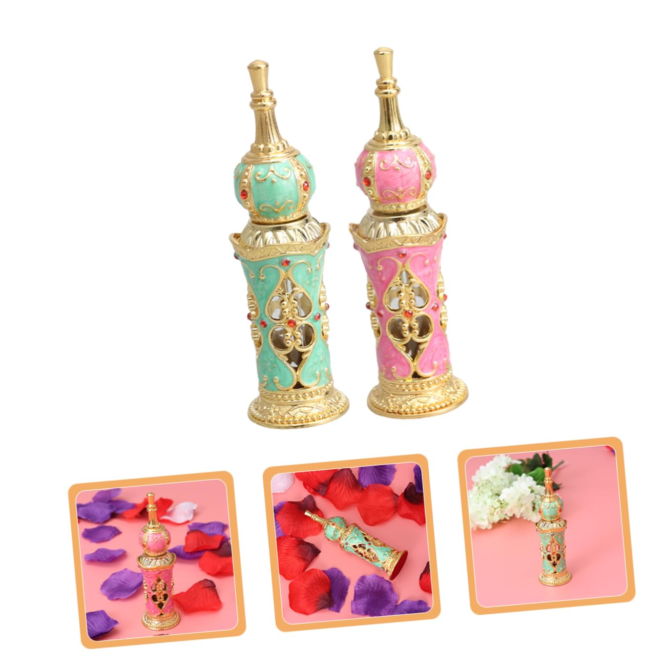 2pezzi Contenitori Per Essenziali in Vetro Bottiglie Profumo Decorative Vuote Profumo Ricaricabili Contenitori