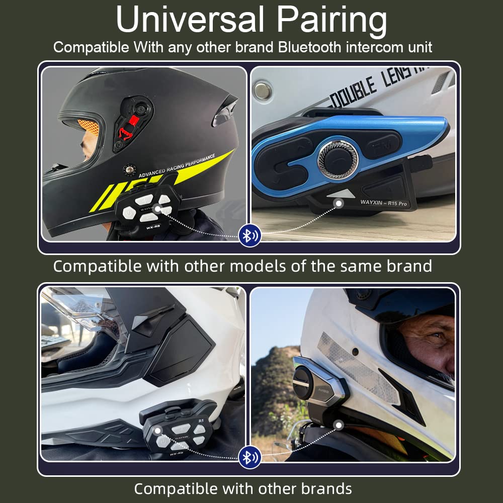 Sistemas De Comunicación De Casco, Intercomunicador Bluetooth 5.0 Casco De Motocicleta Auricular Bluetooth Sistemas Universales A Prueba De Agua Para ATV/Motocicleta/Dirt Bike