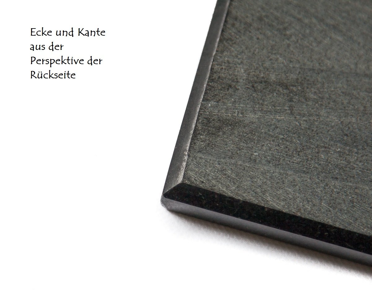 Stein Küchenplatte Küchenarbeitsplatte aus seltenem schwarzen Granit, Unikat Steinmetzarbeit, massiv, elegant Käseplatte Wurstplatte Aufschnittplatte, Sushiplatte für Festtafel, 48x 60x 2cm, 22kg