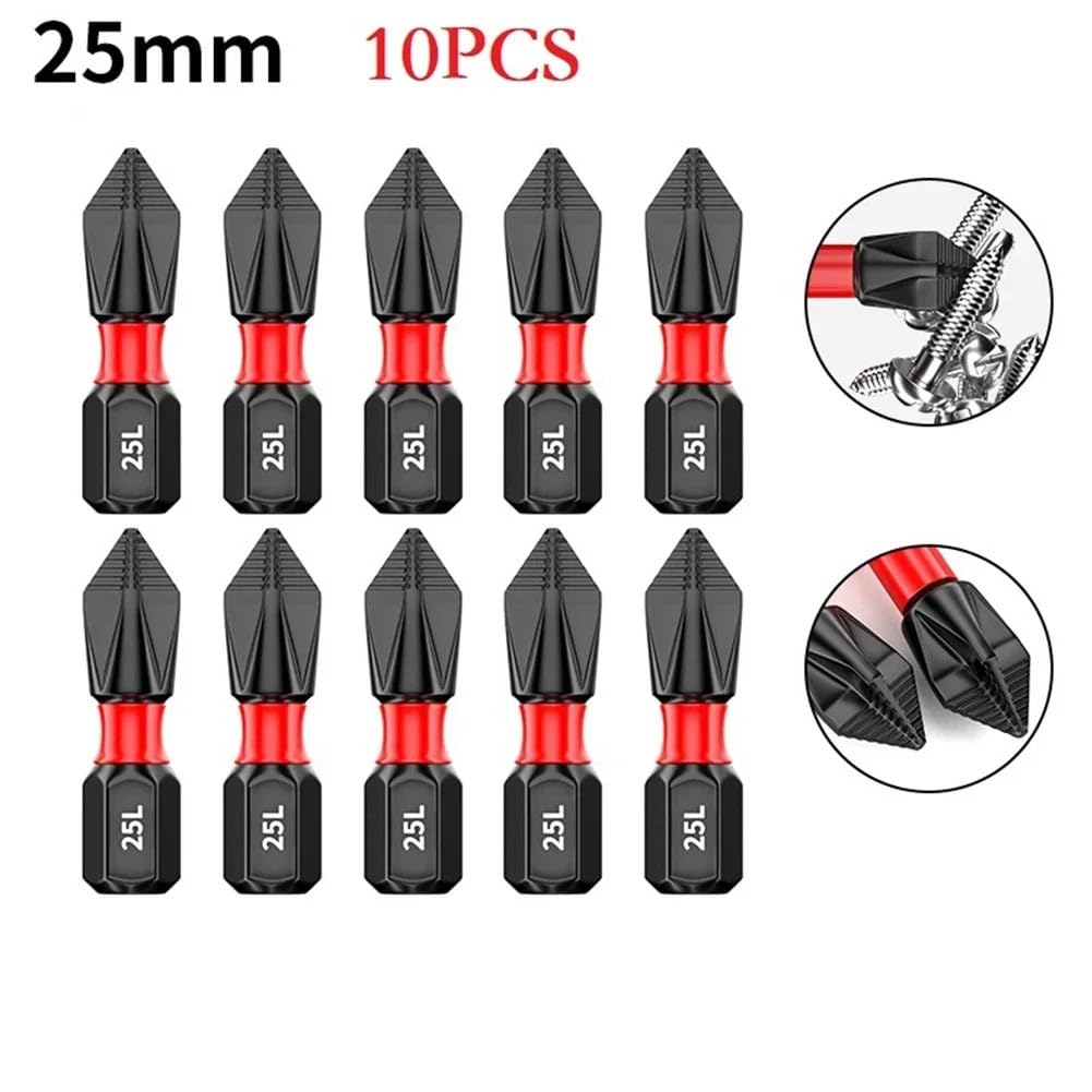 Juego de puntas de destornillador magnéticas PH2, brocas largas antideslizantes, vástago hexagonal de 1/4 pulgadas for destornilladores manuales, taladros de aire, 10 Uds.(150mm)