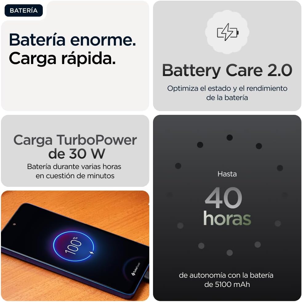Moto g56 5G 24GB (8GB+16GB RAM Boost)/256GB Negro, Durabilidad Militar, IP68/69, Corning® Gorilla® Glass 7i, Pantalla 6.72″ Full HD+, Cámara 50 MP con Moto ai,Batería 5200 mAh,Carga TurboPower™ 30W 7