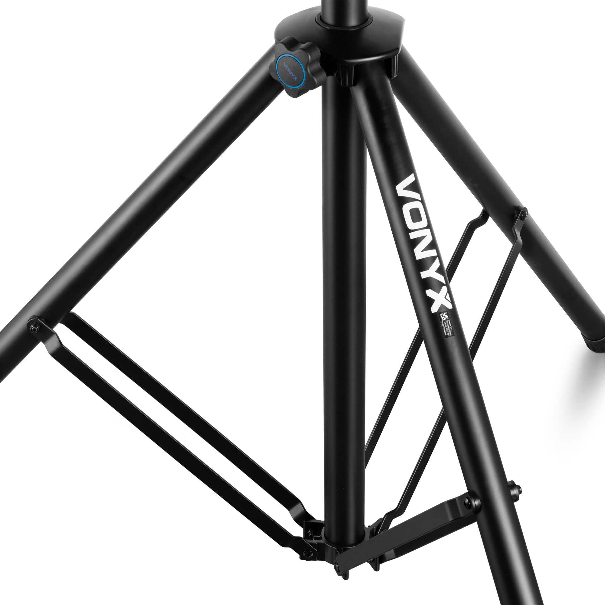 Pack de 2 Pieds d’Enceintes Vonyx LS93 - Wind-Up Réglables 134 à 205 cm | Capacité 70 kg/Pied | Support Haut-Parleur Pro pour DJ, Scène & Événementiel