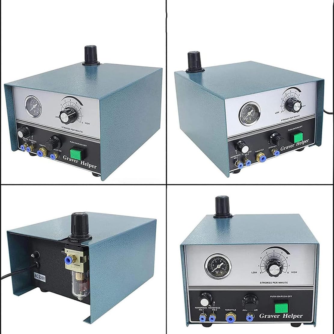 Máquina De Grabado Neumática, 0-4000pr Velocidad Ajustable, Grabador De Joyería Neumático De Doble Cabezal, Herramienta De Grabador De Control De Pedal Para Metal, Oro, Plata, Grabador De Aire