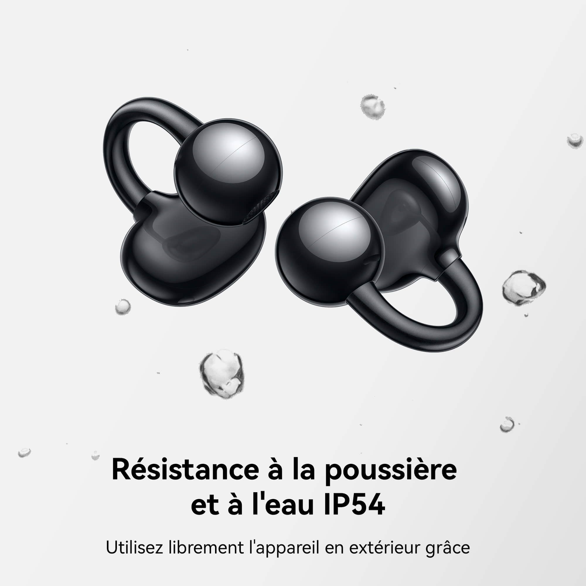 HUAWEI FreeClip écouteurs, écouteurs sans Fil, Bluetooth, 8 Heures d'autonomie, Écoute Ouverte subversive, Ajustement sûr, Confort de Port Optimal, avec iOS, Android et Windows, IP54, Noir