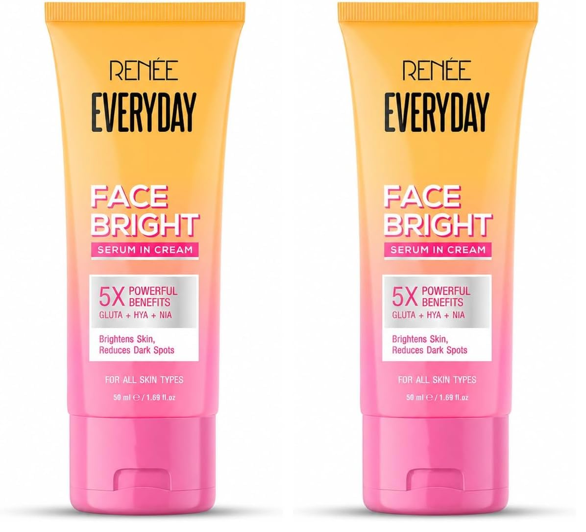 RENEE Everyday Face Bright Serum In Cream | Brighter, Hydrated Skin | Reduces Dark Spots, Even Skin Tone | With Niacinamide, Hyaluronic acid & Glutathione | 50 ml (Pack of 2)-image-4