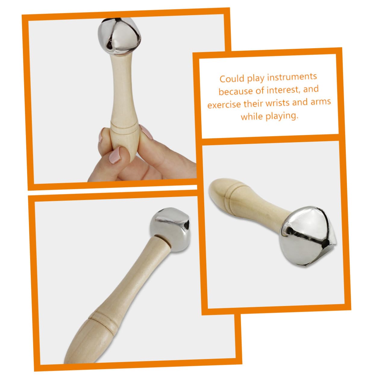 Abaodam Bells Set 2pcs Hand Bell Jingle Bells Senior Hand Bells for Party Hand Percussion Instruments