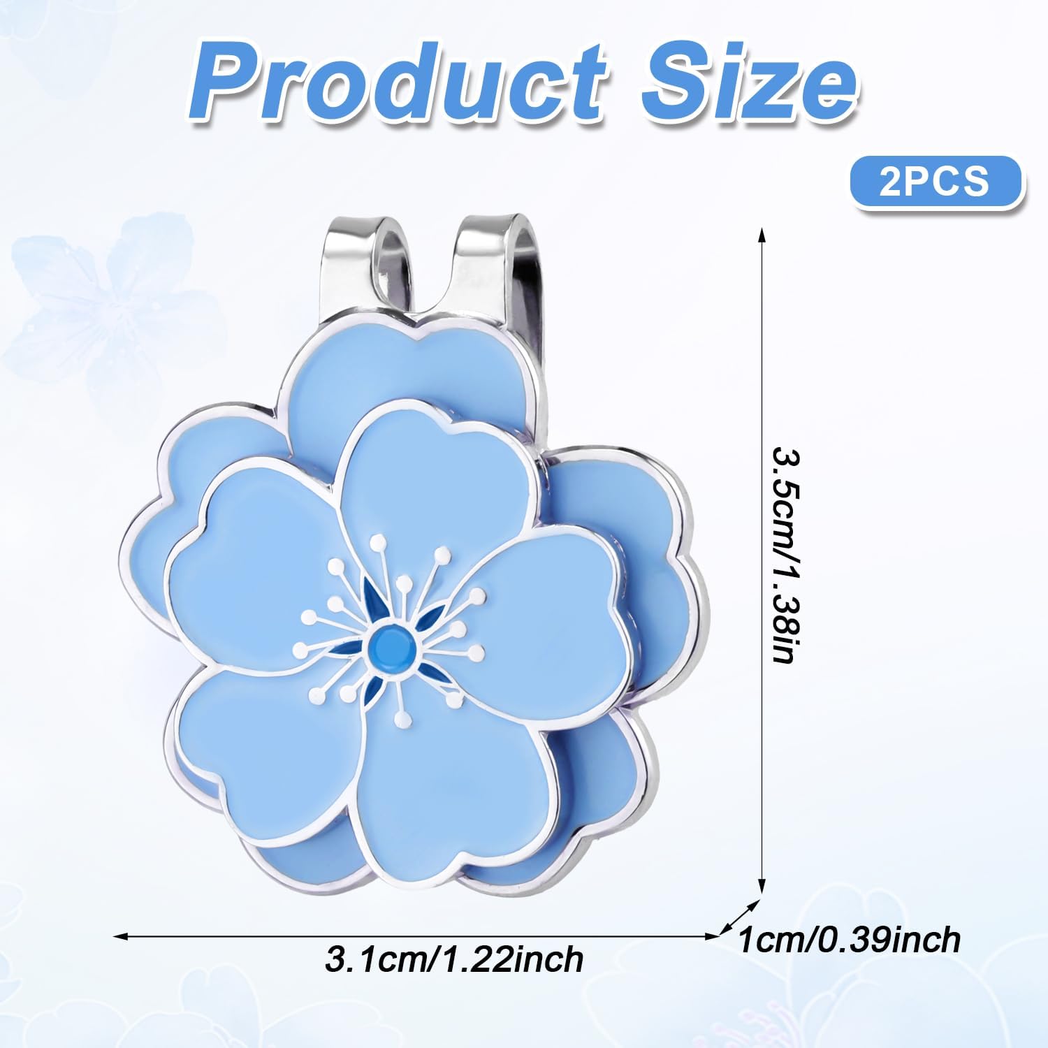 Magnetic Golf Ball Marker with Hat Clip, Golf Marker Magnet Cap Clip Set Flower Shape Ball Bag Accessories for Women Men Golfer Putting Green Gift (Blue) - Image 2