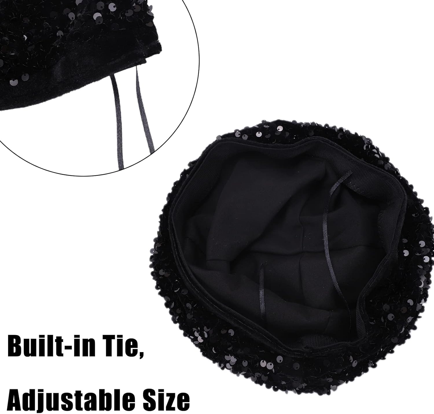 Sequin Beret Artist Hat Bling French Beret Hats for Women, Fascinator Hat Christmas Parties Dances Accessories - Image 4