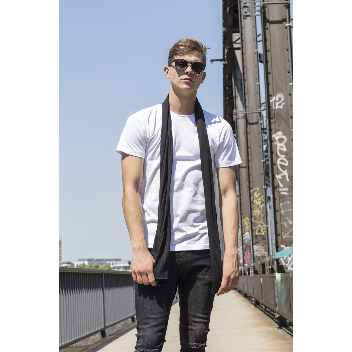 Build Your Brand Jersey Scarf Szalik, Czarny, Jeden Rozmiar Dorosły Unisex