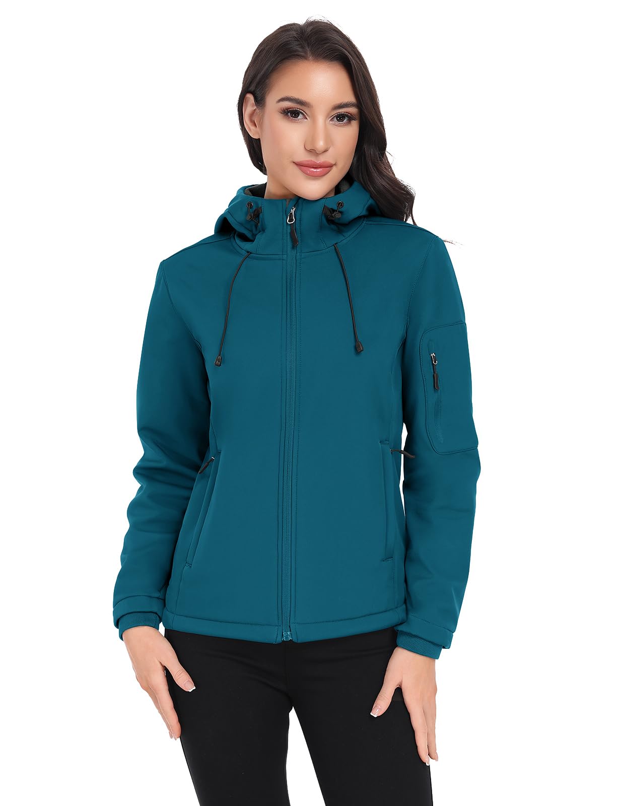 Vancavoo Chaqueta Softshell Mujer Invierno Impermeable Senderismo Abrigo con Capucha Cortavientos Transpirable Jacket