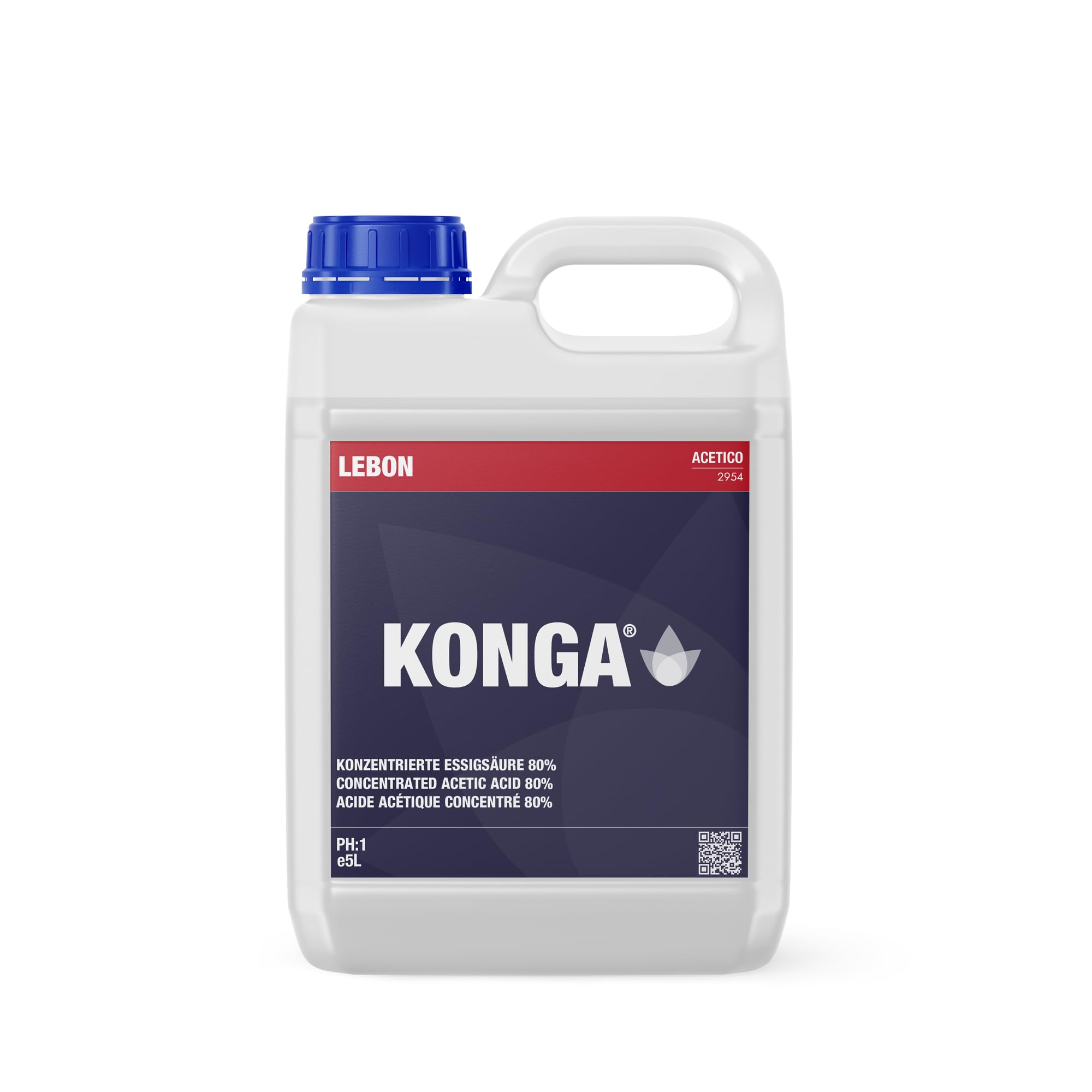 Konga Acido acetico di qualità industriale | decalcificante e detergente ad alta purezza | Rimuove forti depositi di calcare e minerali | Per apparecchiature commerciali, caldaie e impianti