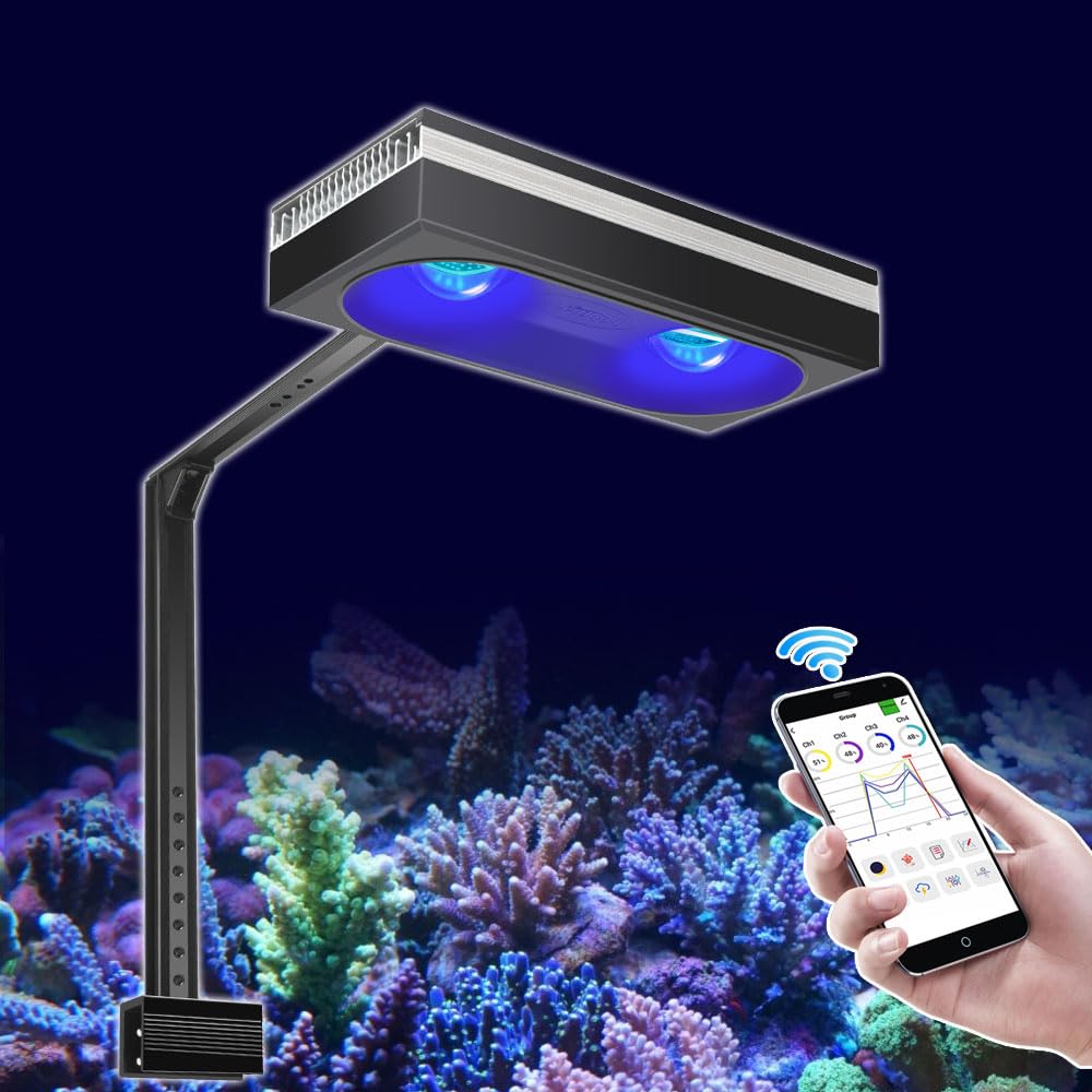 PopBloom RL180 WiFi lampada acquario led reef, spettro completo acquario marino reef 60-80cm corallo d'acqua salata SPS LPS (180W)