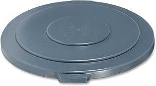 Rubbermaid Commercial BRUTE Trash Can Flat Lid, Round, Gray, 55 Gallon, FG265400GRAY