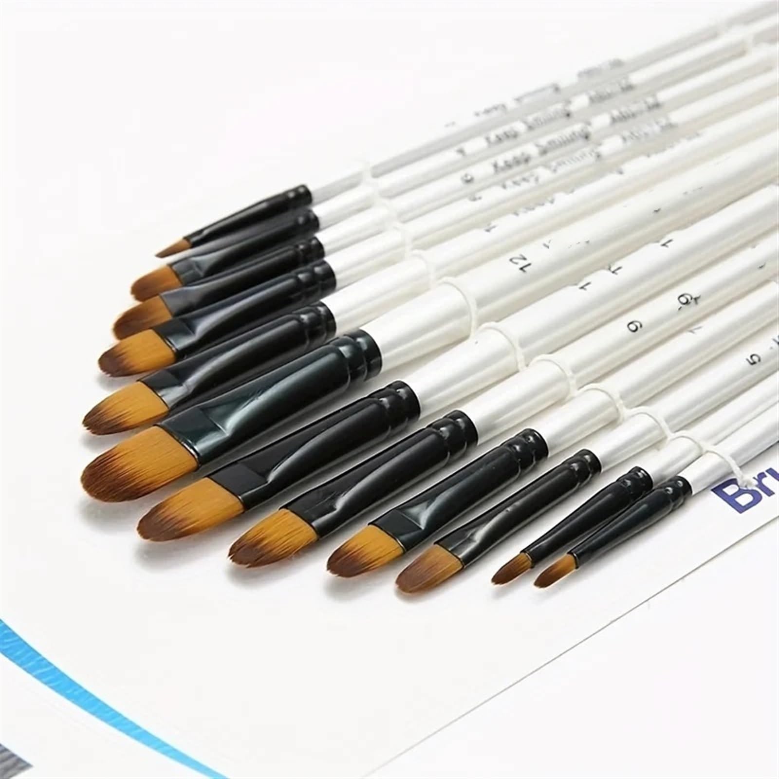 Malpinsel, 12-teiliges Aquarellstift-Set mit Nylonhaar, Holzgriff, zum Lernen, DIY, Öl-, Acrylmalerei, Kunstpinsel, Malpinsel, eine Farbe, 1 Farbstil 3