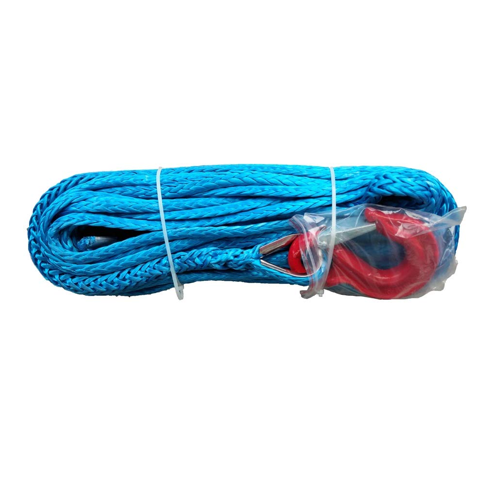 Winch Rope, 14mm X 30 Mtrs Warn Winch Line with Hook for Offroad(Blu)