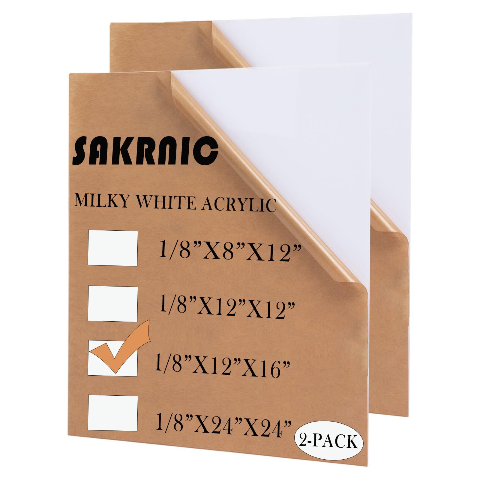 Milky White Acrylic 2 Sheets of 12"x16"White Translucent Acrylic 1/8" Thickness Cast Plexiglass with Protective Paper for Making Light Boxes, Signs,