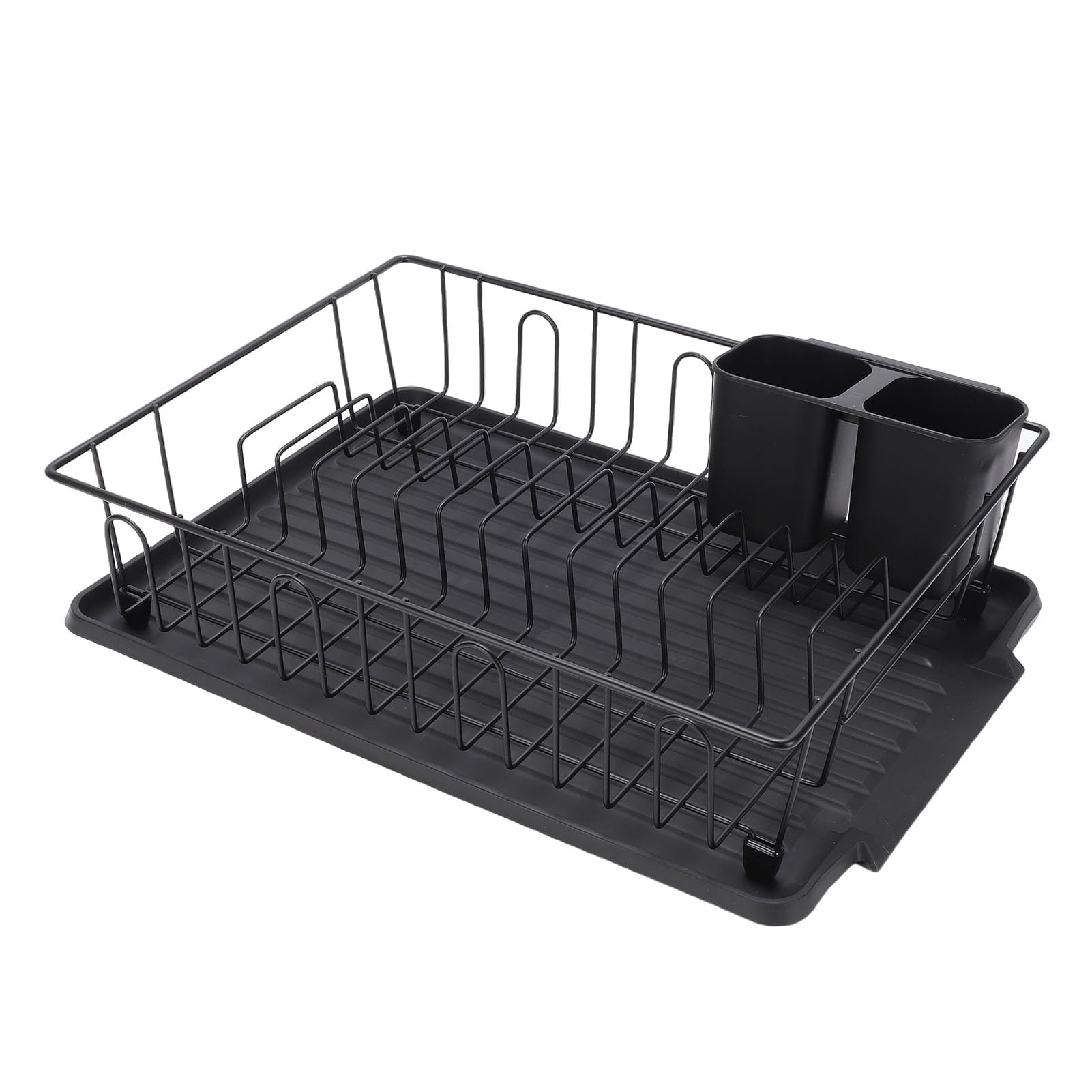 Scolapiatti Scolapiatti in Filo di Ferro con in ABS 43 X 31 X 10 Cm Piatto da Appoggio Compatto Ciotola Organizzatore di Tazze per Appartamento Casa Lavello Uso Laterale (BLACK)