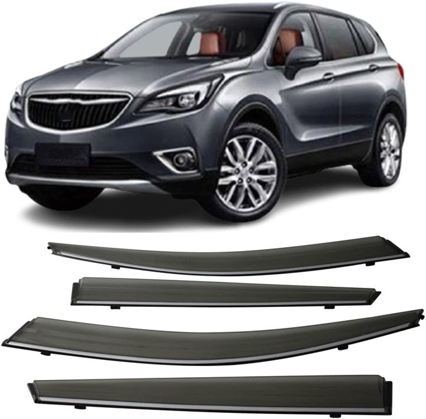 Panxuc Normal Car Wind Deflectors For Buick Envision 2014-2021, Side Window Wind Rain Deflector Window Visor Sun Rain Guard Smoke Guards