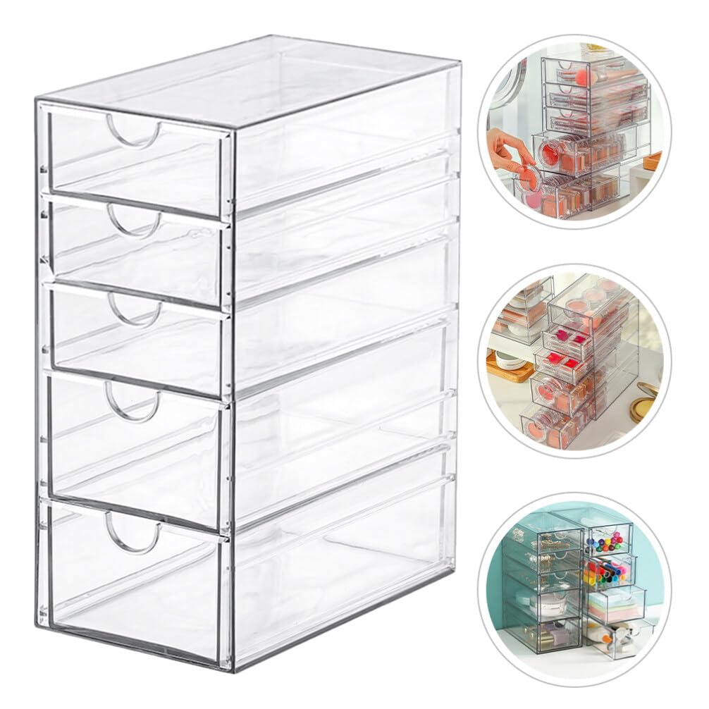 Alipis Cassettiera Scrivania Plastica Organizer da Tavolo Cassetti Trasparenti Multistrato per Cancelleria Trucchi e Piccoli Oggetti