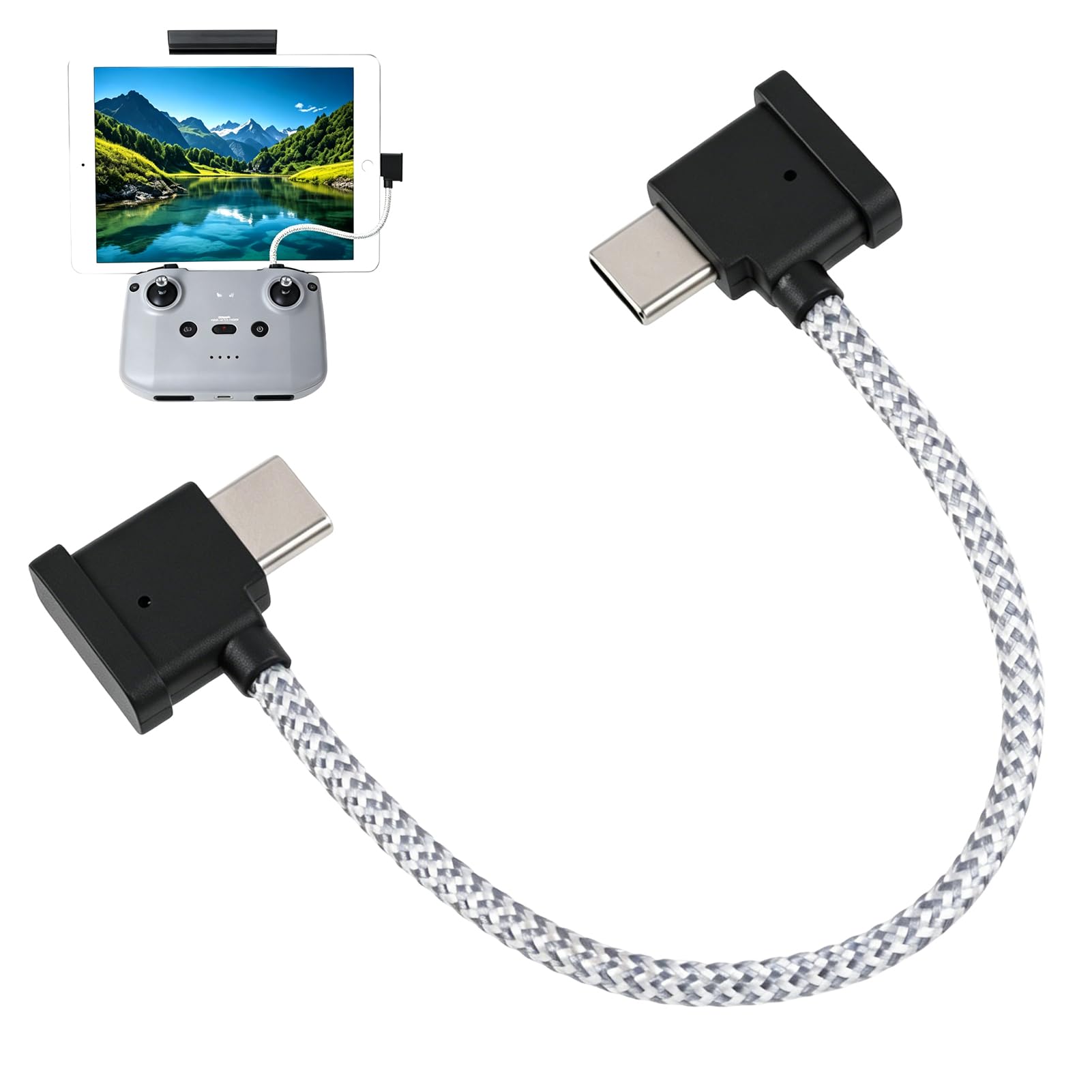 USB C auf USB C Kabel für DJI Mini 2 Mavic 3 Air 2S Mavic Air 2, Fernbedienung Kabel USB C auf USB C OTG RC Geflochtenes USB-C Controller Kabel 15cm Smartphone Tablet Drohnensteuerung Datenübertragung
