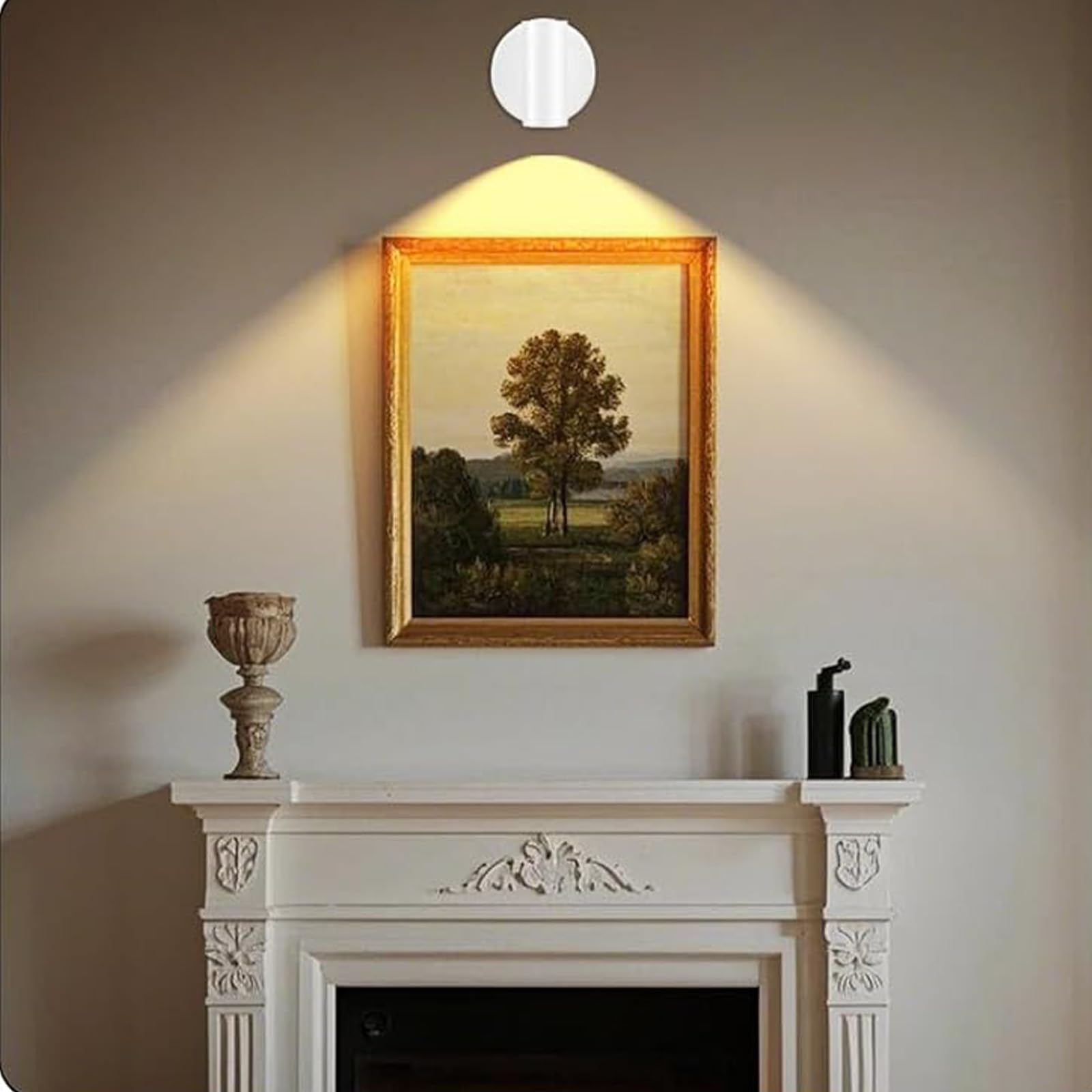 LED Spotlight Aufladbar Wandleuchten mit Fernbedienung Touch-Schalter Dimmbar Wandleuchte 355° Drehung Kabellose Magnetische Wandbeleuchtung für Bilder Wohnzimmer Schlafzimmer (Weiß + Gold)