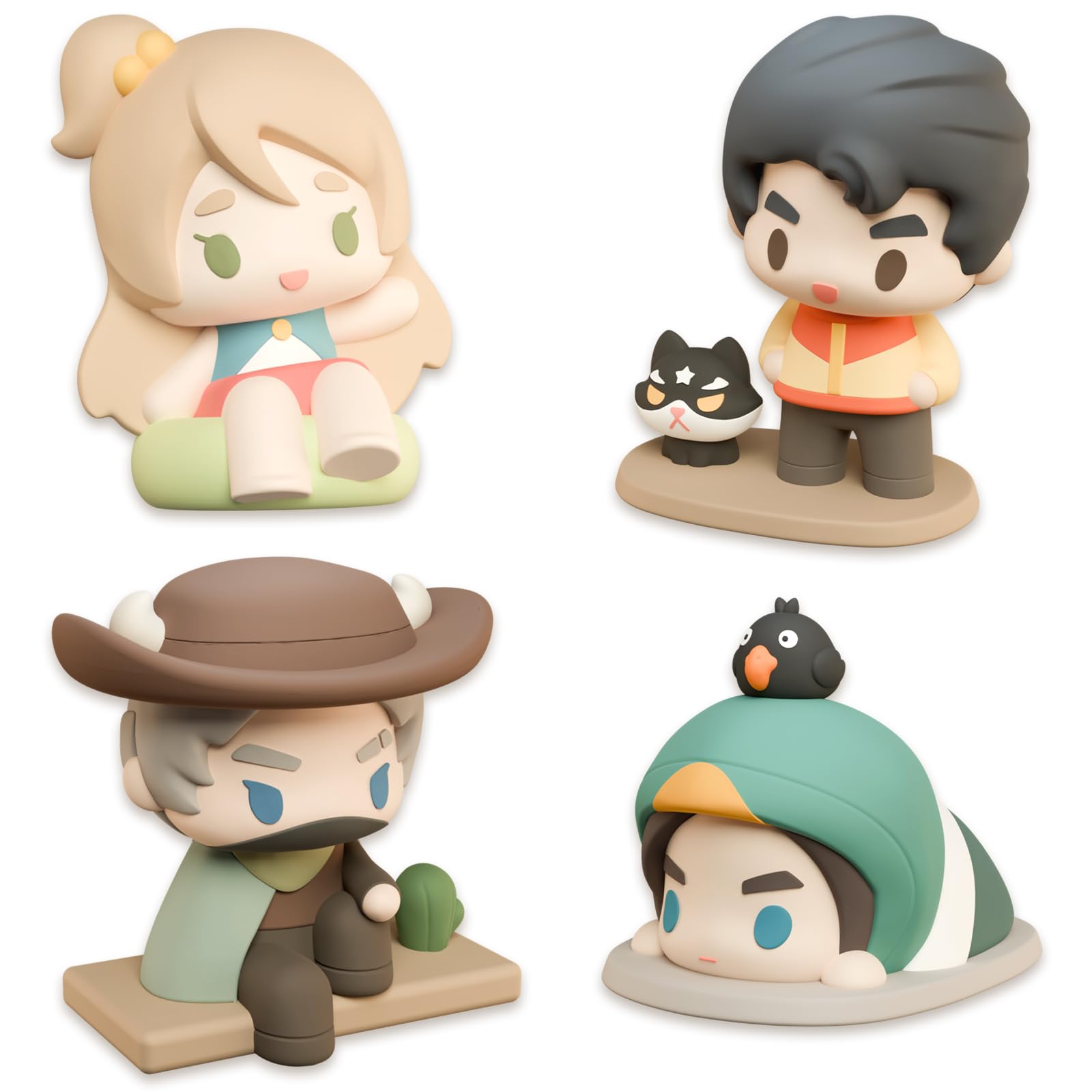 Pathea My Time at Sandrock Series Collectible Figures - Fang, Logan, Unsuur, Nia - Cute PVC Figures Set (4Pcs)