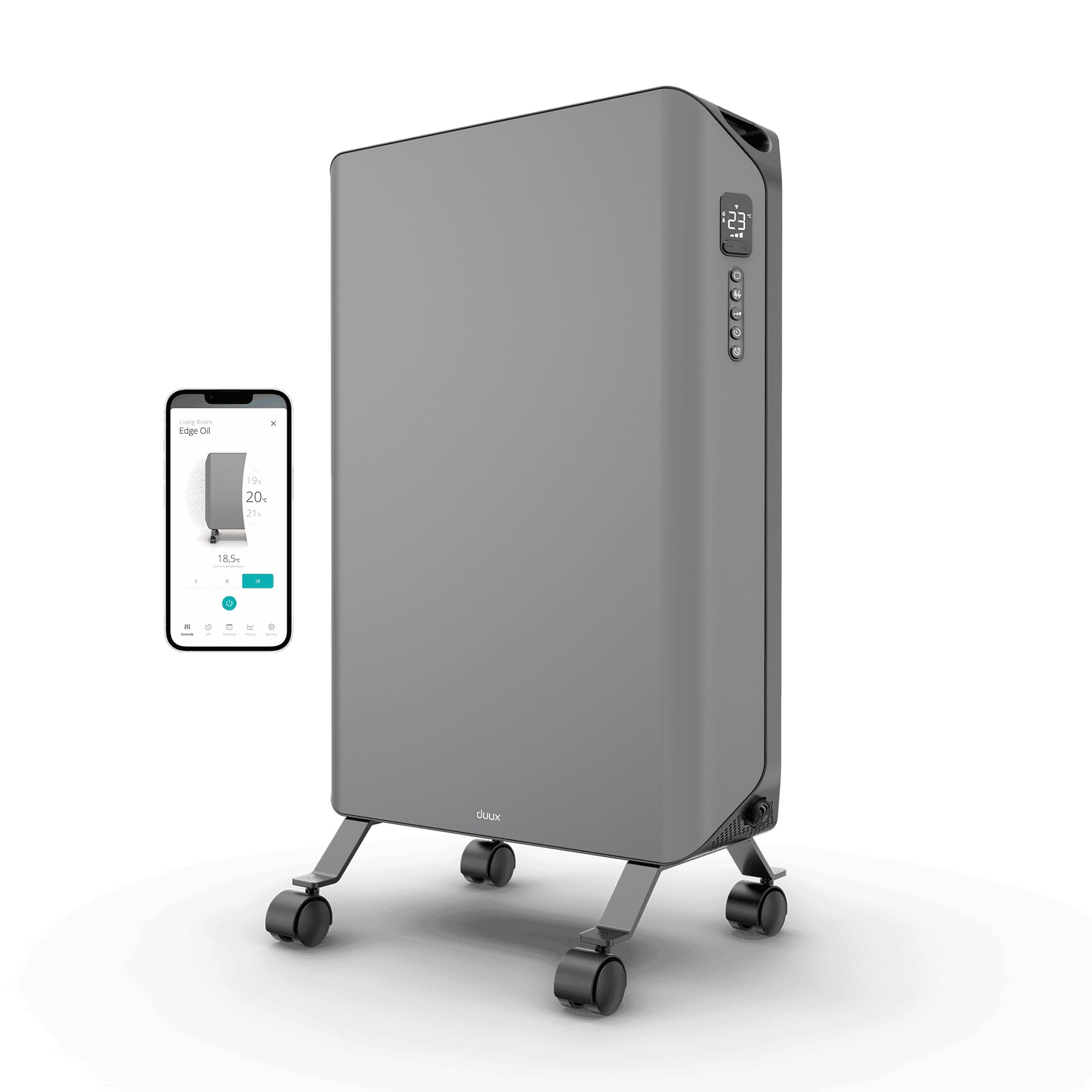 Duux Edge Oil Smart Radiator 2000W with Timer, Grey