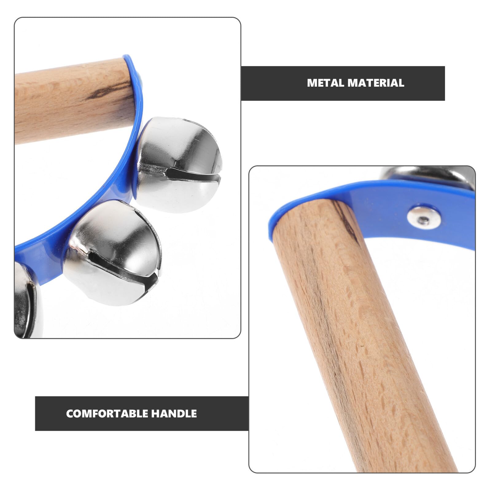 Tamburelli Percussivi Semicircolari 6 Pezzi Blu in Legno Metallo | Principianti ed Esperti, Adatti a Kindergartens e Altri Contesti, Formato Portatile