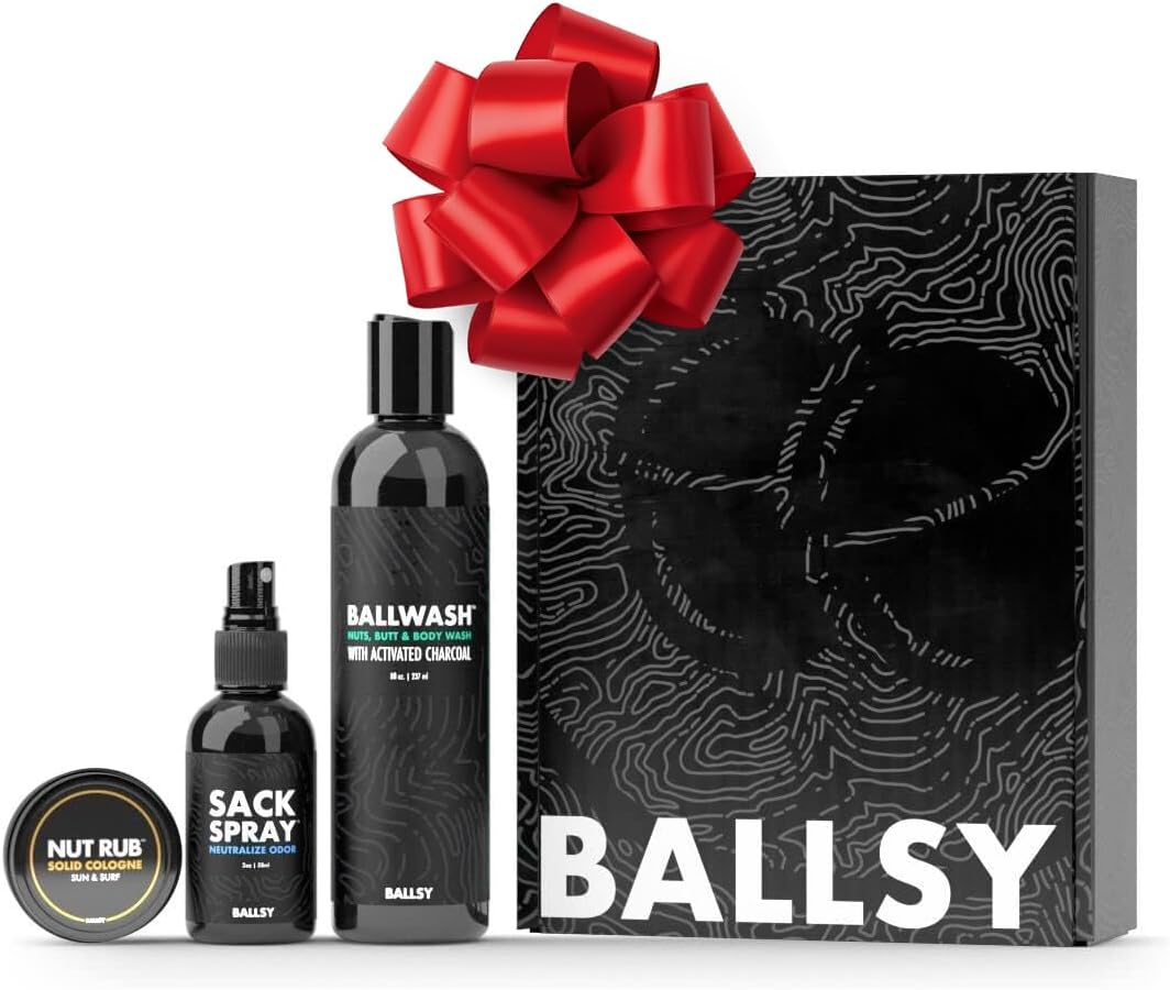 Ballsy Sack Pack, Men's Fresh Kit, Includes Body Wash, Deodorizing Spray and Cologne Rub, Men's Body Care, Ball Wash for Men Gift Pack, Sun & Surf