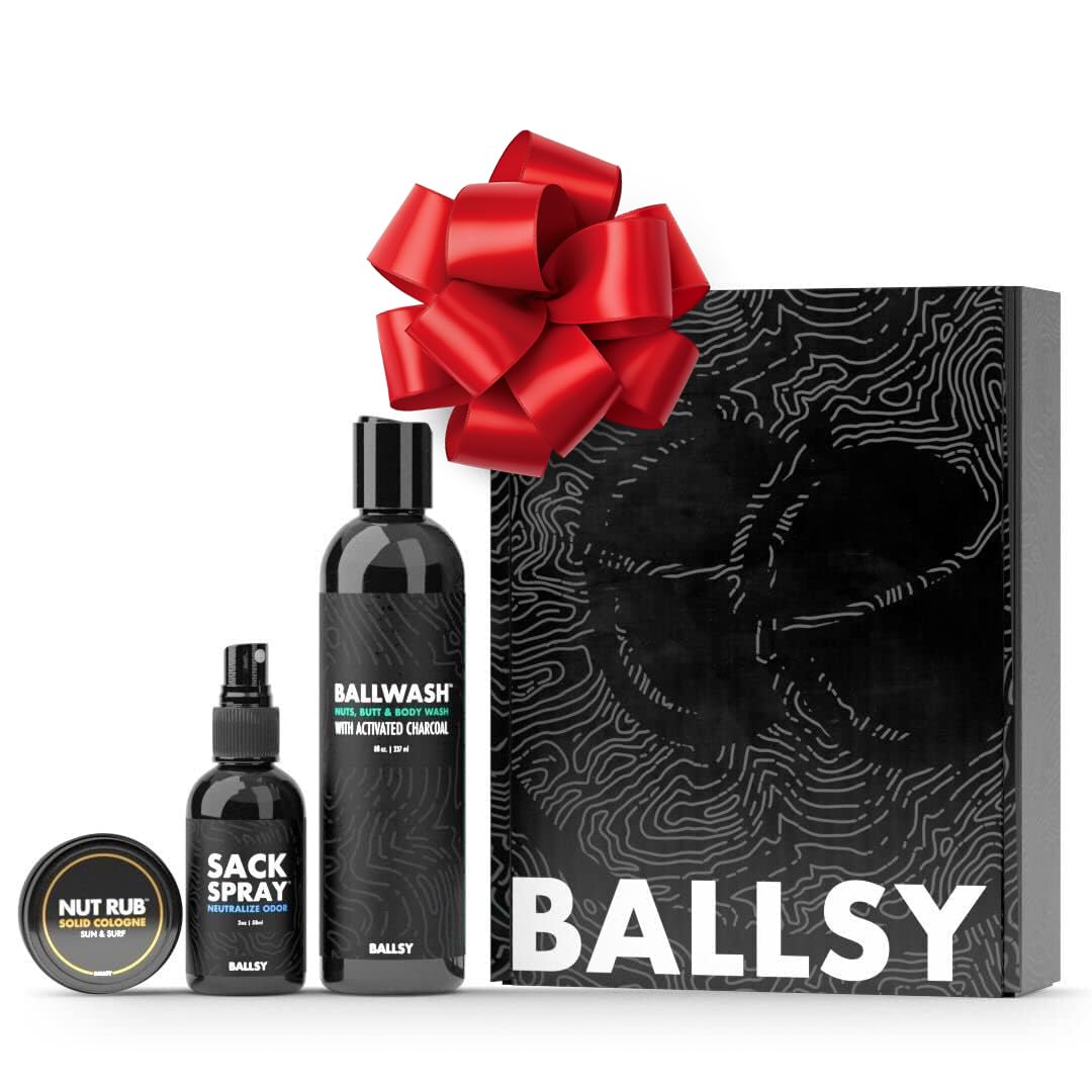Ballsy Sack Pack, Men's Fresh Kit, Includes Body Wash, Deodorizing Spray and Cologne Rub, Men's Body Care, Ball Wash for Men Gift Pack, Sun & Surf