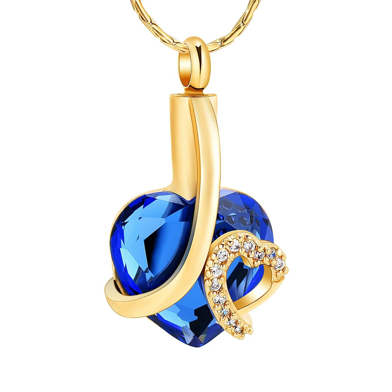 Bijoux de crémation pour cendres en acier inoxydable avec cœur en cristal
