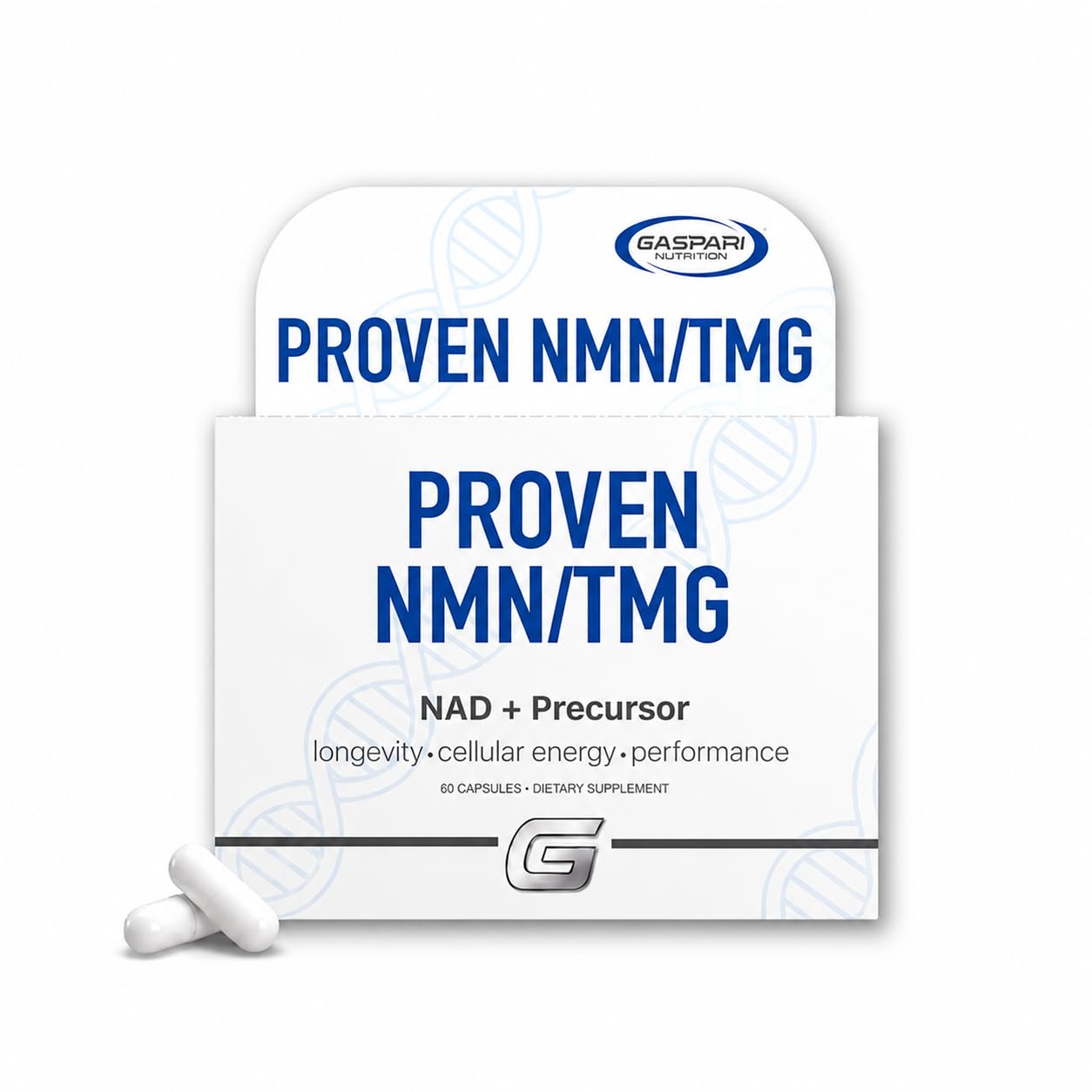 Gaspari Proven NMN & TMG Supplement, 60 Capsules, Cellular Energy Booster, Longevity and Healthy Aging Support Formula