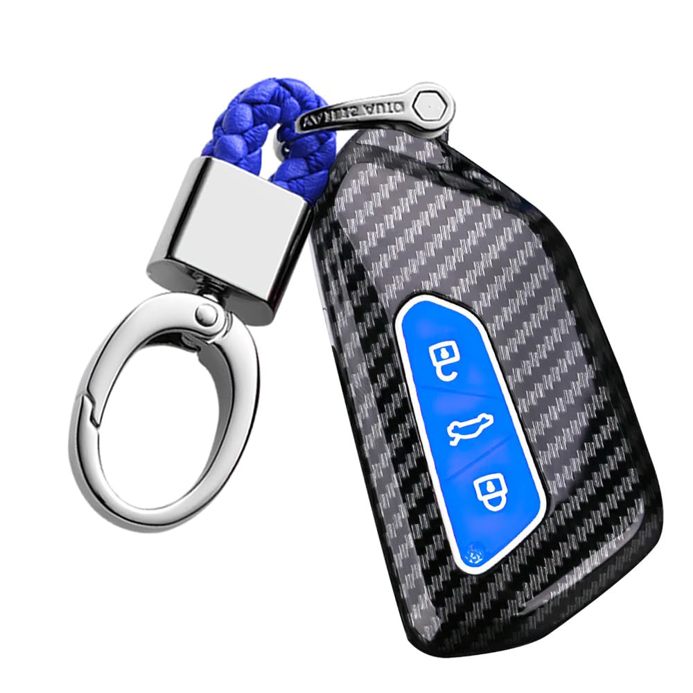 ontto Car Remote Control Key Cover for VW Up Golf Polo Passat Tiguan Skoda Fabia Octavia Seat Leon Altea ABS Key Cover Protective Key Case 3 Buttons - Blue A