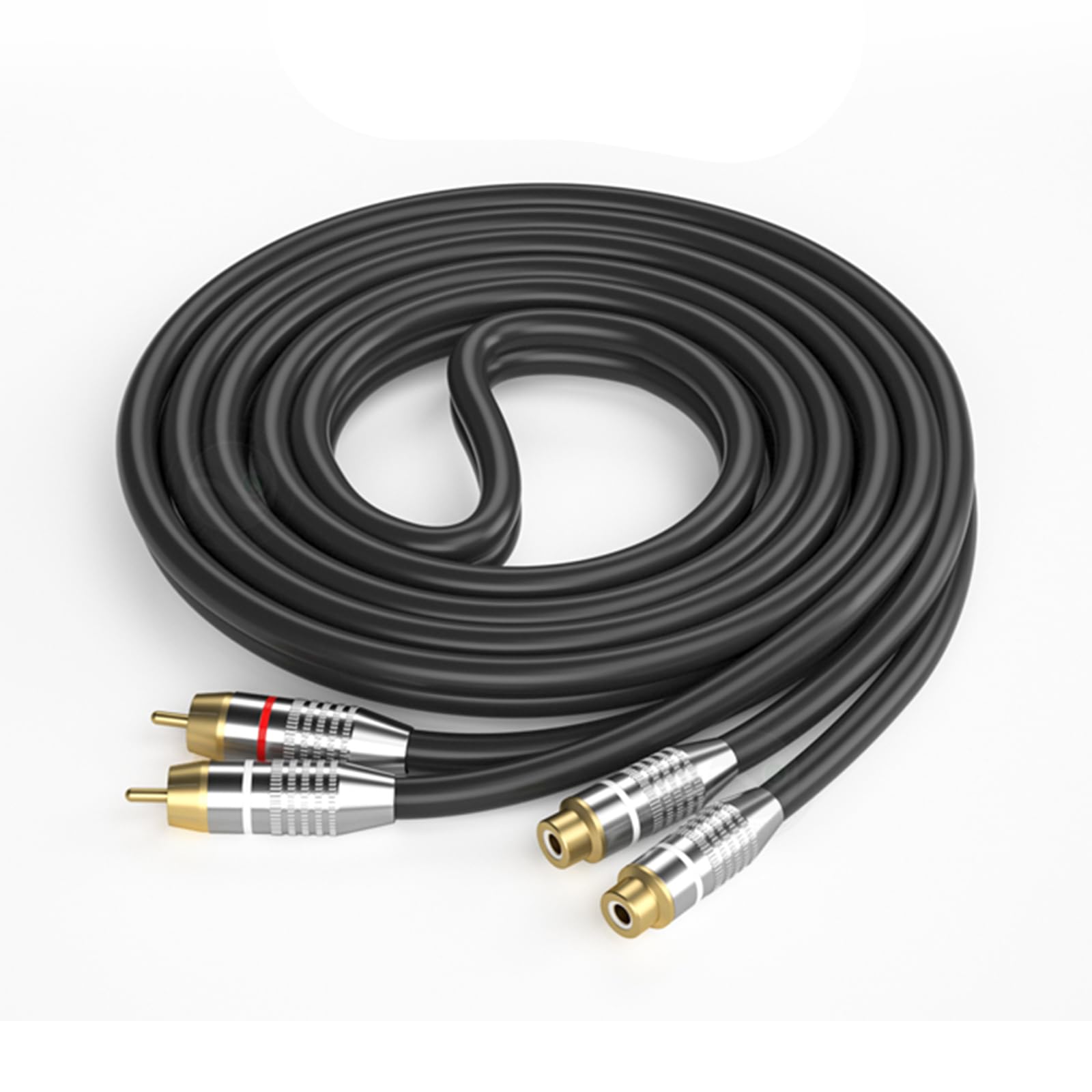 2RCA żeński do 2RCA męski kabel złoty, srebrny 10 m