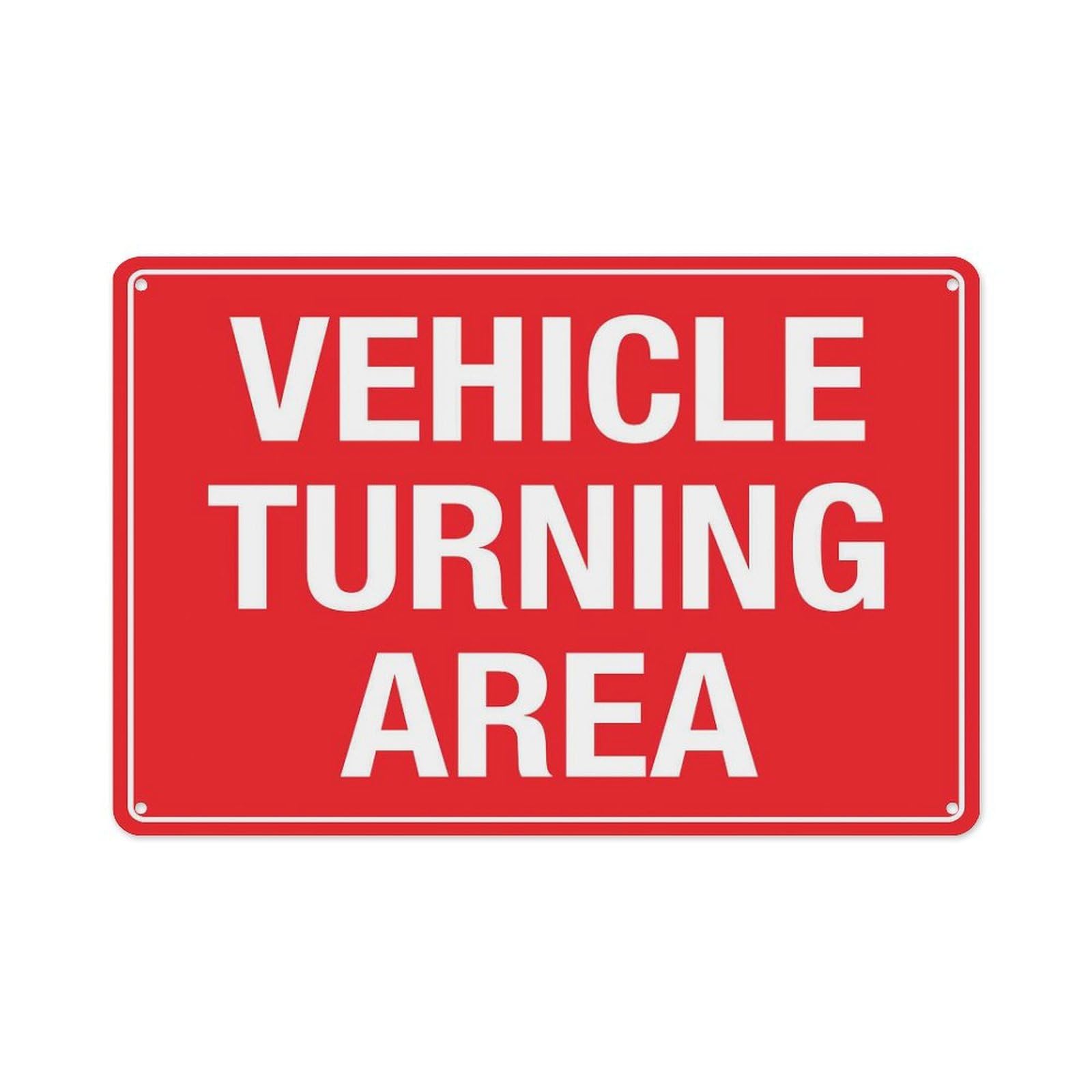 peiyeety Vehicle Turning Area Sign Aluminum Tin Warning Signs for Home Outdoor Garden 8X12 Inches