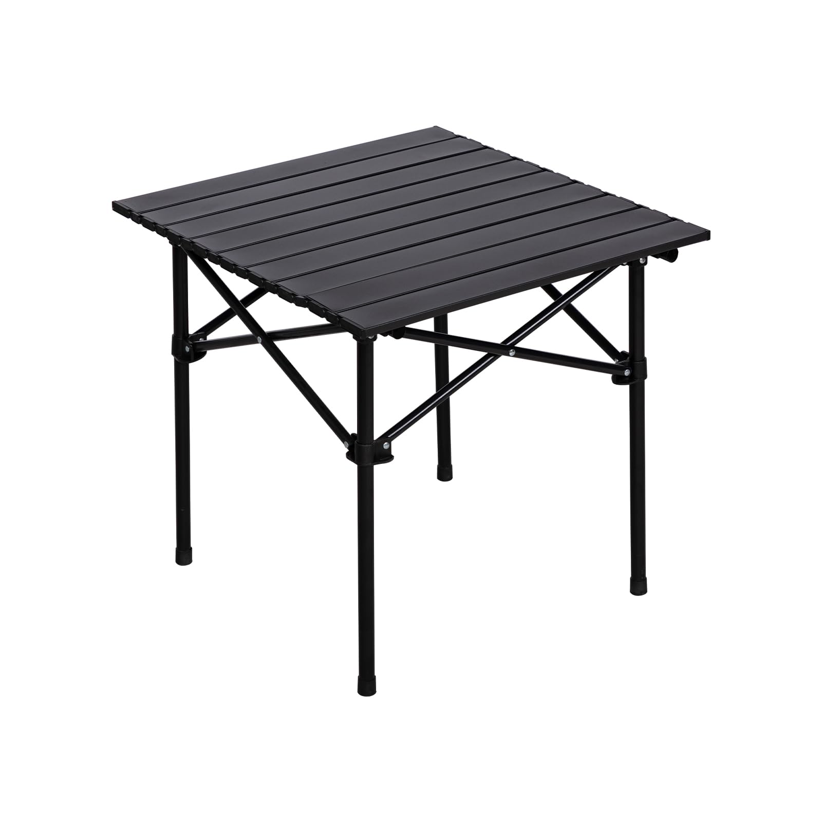 Table de camping pliante carrée en fer avec plateau enroulable 53x50cm