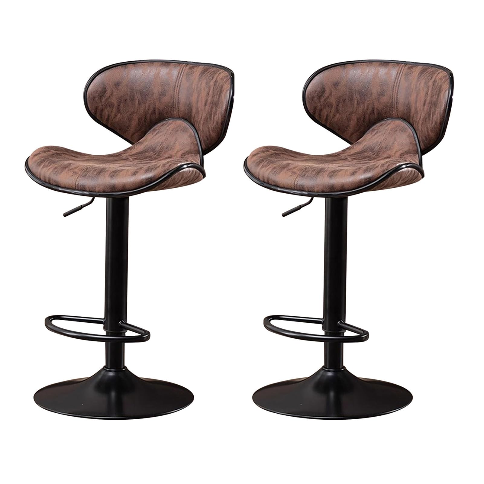 AYCDL Set of 2 Adjustable Height Bar Stools, Faux Swivel Bar Chairs, Vintage Barstools with Backrest and Footrest, Upholstered Stool Selfless dedication
