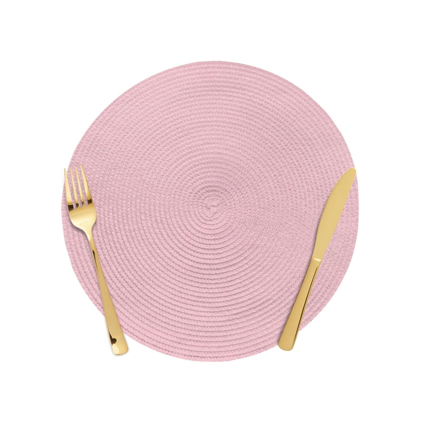 Luvafey One Color 4Pc Textured Braided Round Farmhouse Table Placemats